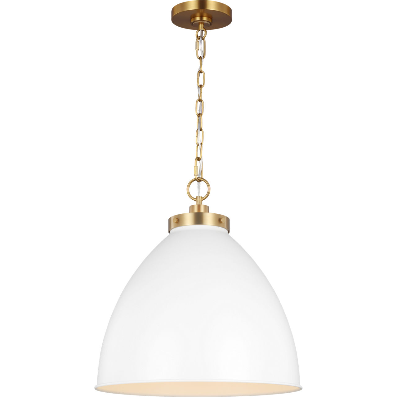 C&M by Chapman & Myers Wellfleet 1 Light 17.5 inch Matte White and Burnished Brass Pendant Ceiling Light in Matte White / Burnished Brass