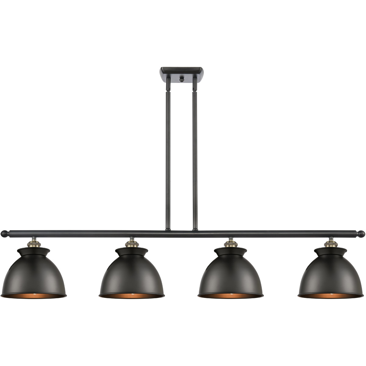 Ballston Adirondack 4 Light 48 inch Black Antique Brass Island Light Ceiling Light in Incandescent, Matte Black, Ballston