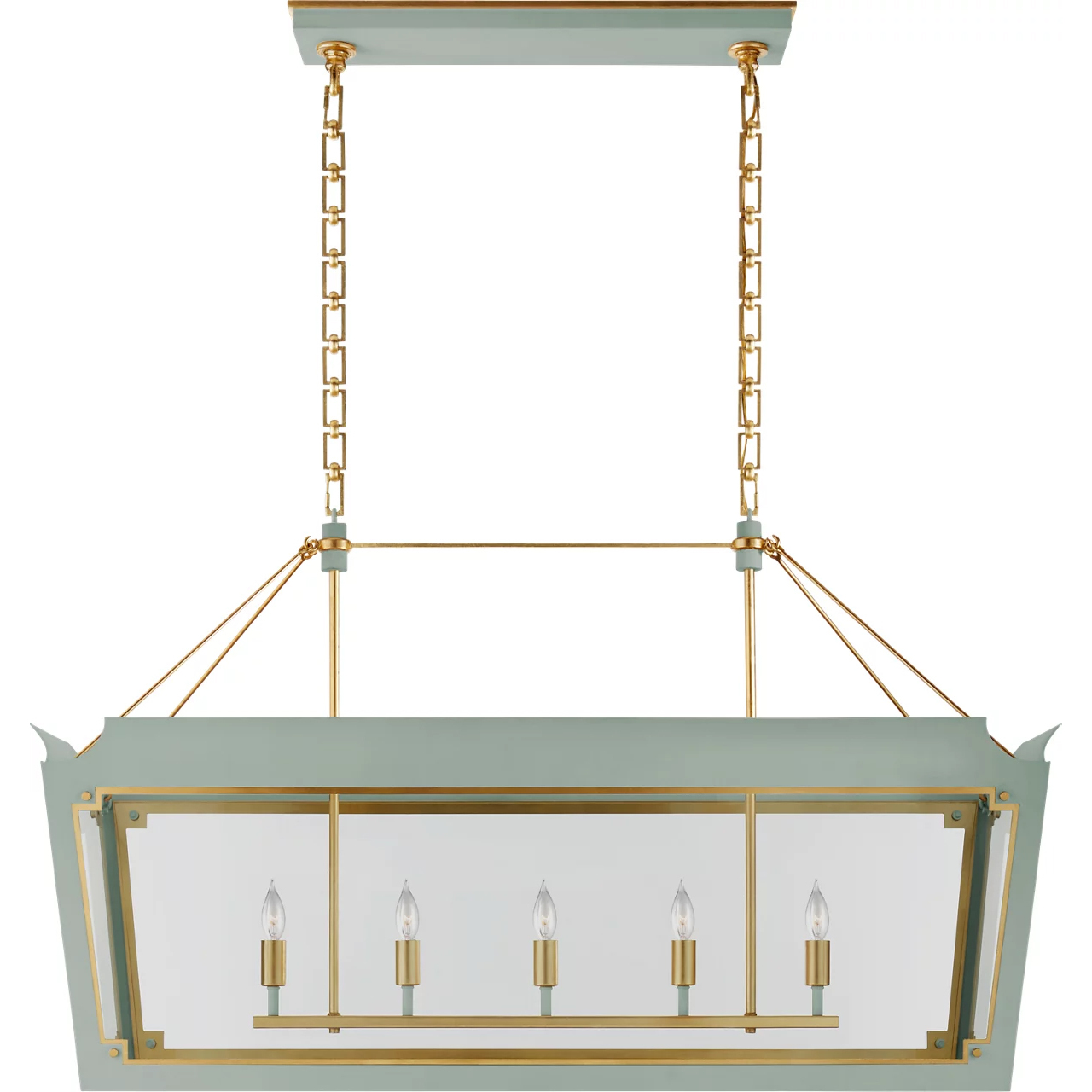Julie Neill Caddo 5 Light 18.5 inch Celadon and Gild Lantern Pendant Ceiling Light, Medium