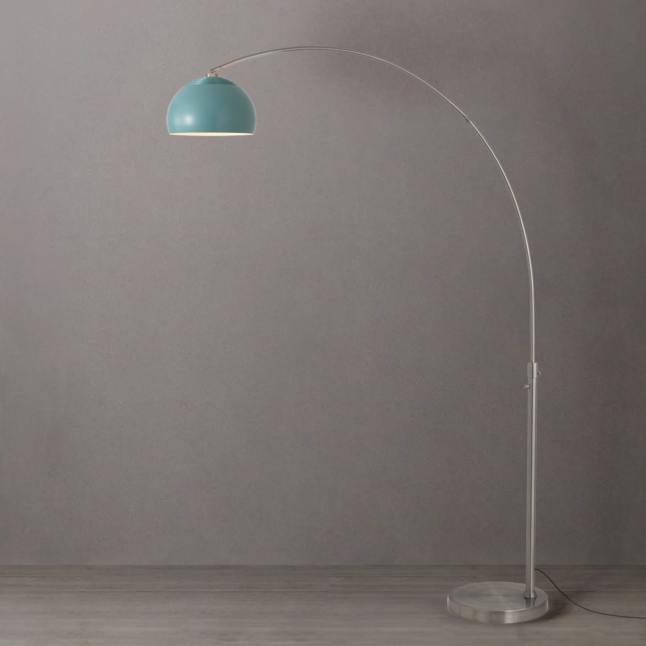 Half Dome 92 inch 14 watt Satin Nickel Arc Floor Lamp Portable Light in Turquoise Steel