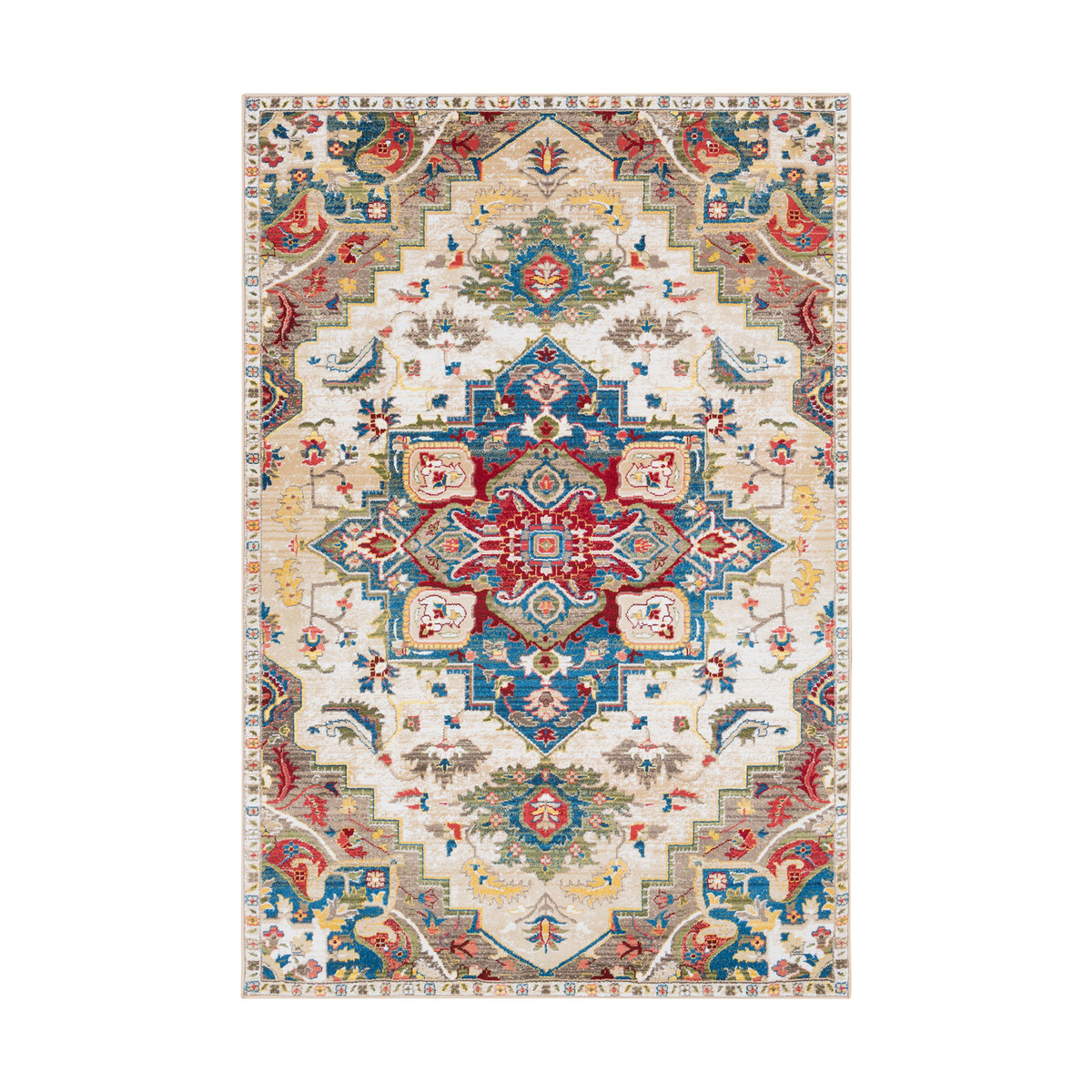 Hannibal 89 X 61 inch Navy/White/Khaki/Camel/Burnt Orange/Dark Red/Olive Rugs, Rectangle