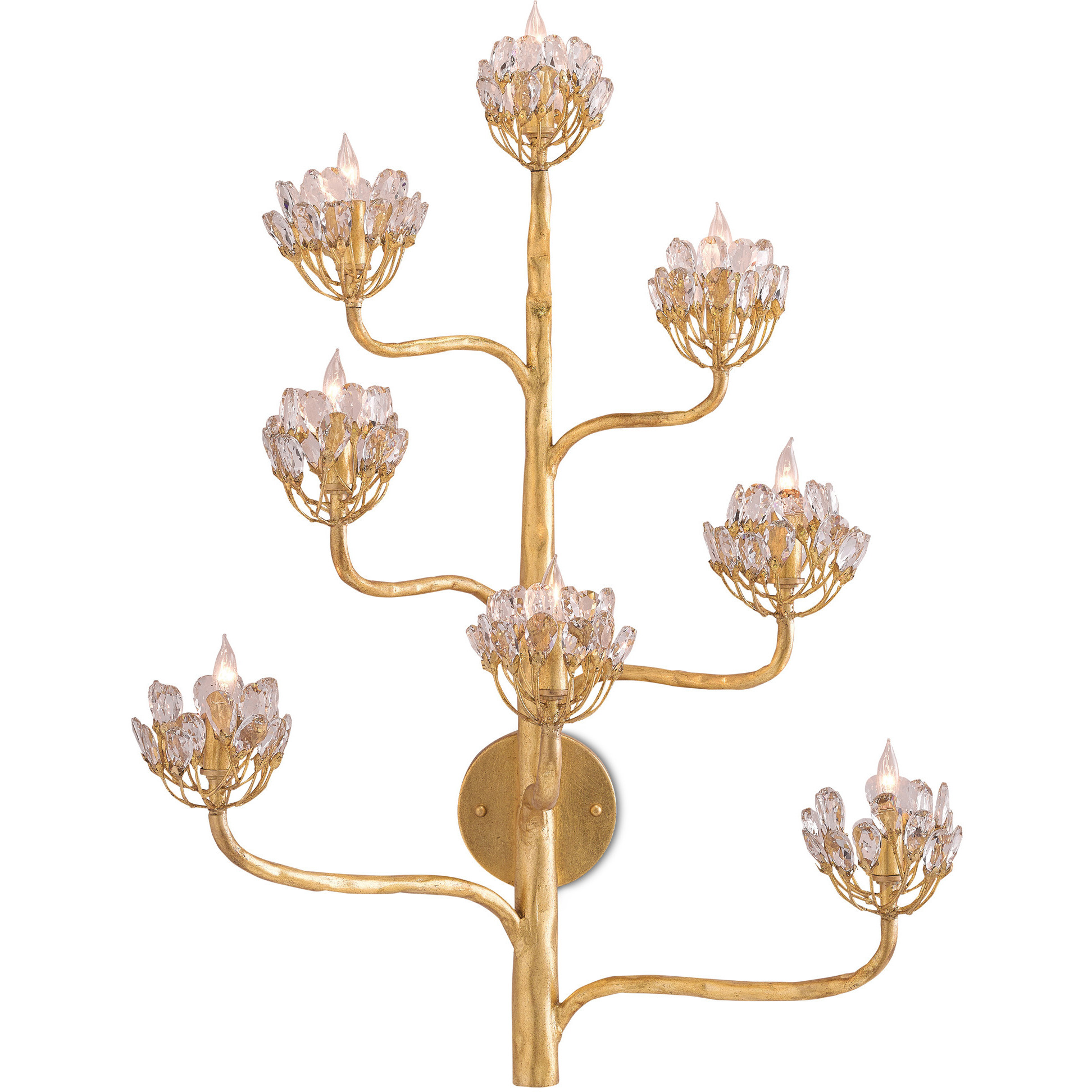 Agave Americana 8 Light 24.75 inch Dark Contemporary Gold Leaf Wall Sconce Wall Light, Marjorie Skouras Collection