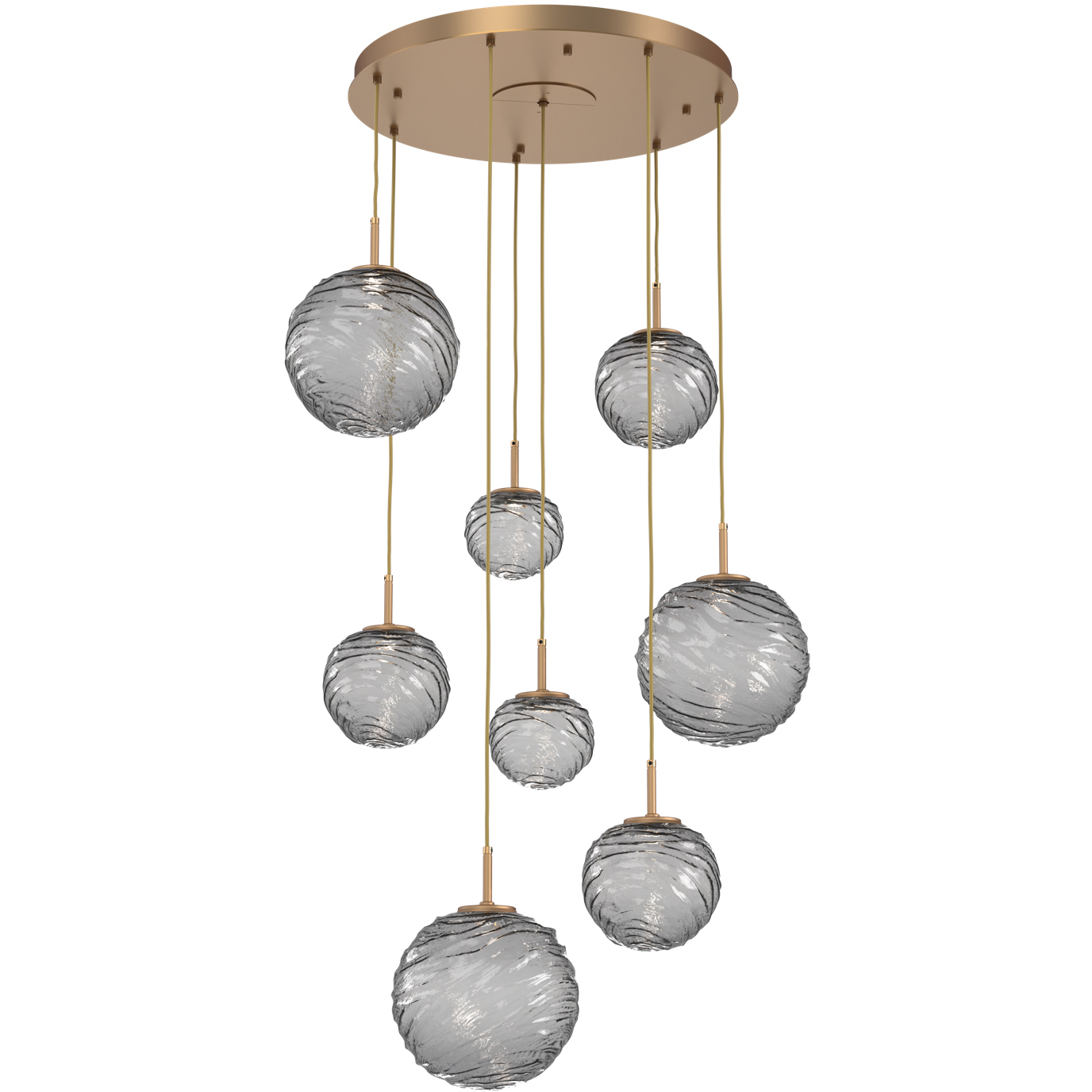 Gaia LED 30 inch Novel Brass Multi-Pendant Ceiling Light in Smoke, 2700K LED