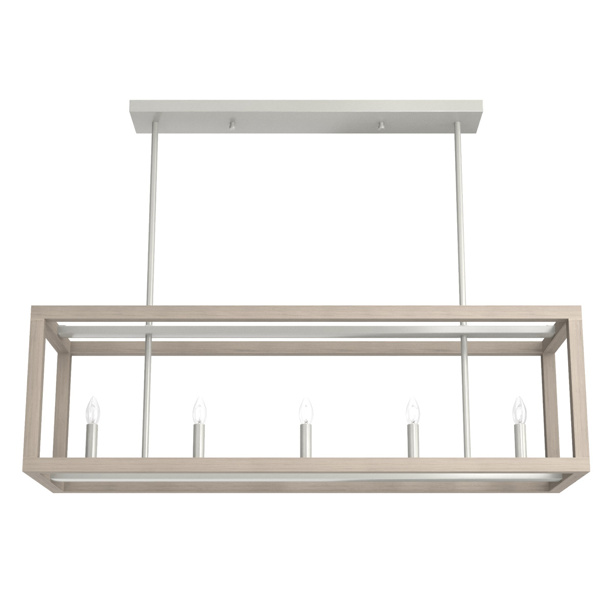 Squire Manor 5 Light 40 inch Brushed Nickel Linear Chandelier Ceiling Light