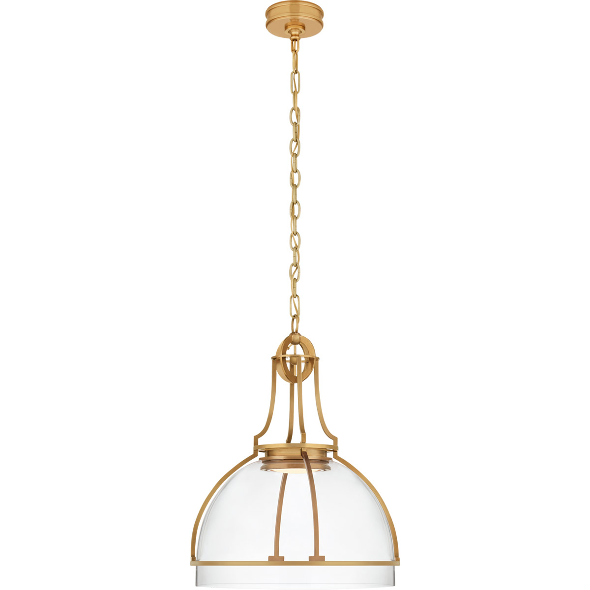 Chapman & Myers Gracie LED 19 inch Antique-Burnished Brass Dome Pendant Ceiling Light in Clear Glass, Large