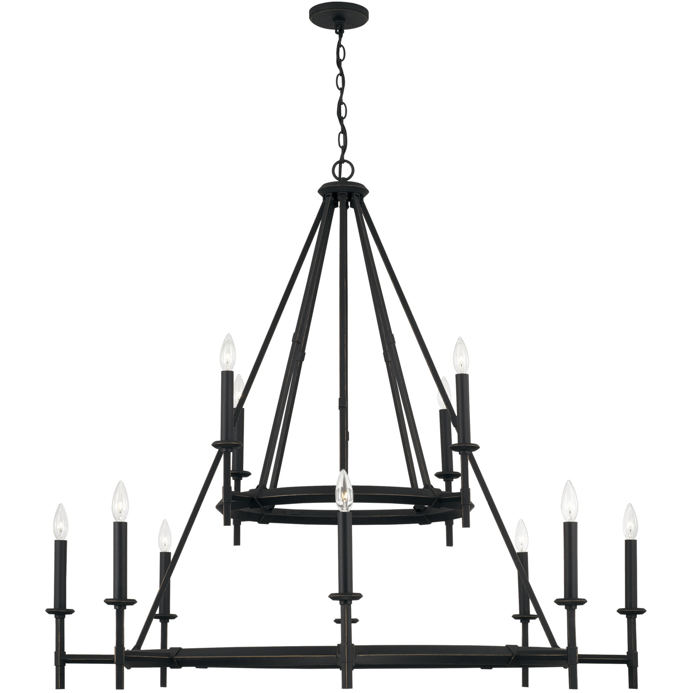 Ogden 12 Light 48 inch Brushed Black Iron Chandelier Ceiling Light