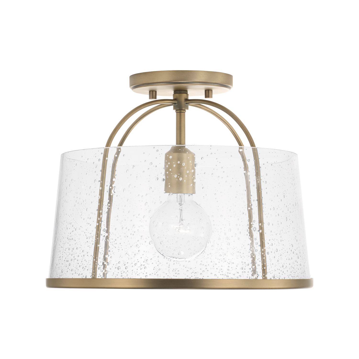 Madison 1 Light 13 inch Aged Brass Semi-Flush Mount Ceiling Light, Convertible Dual Mount