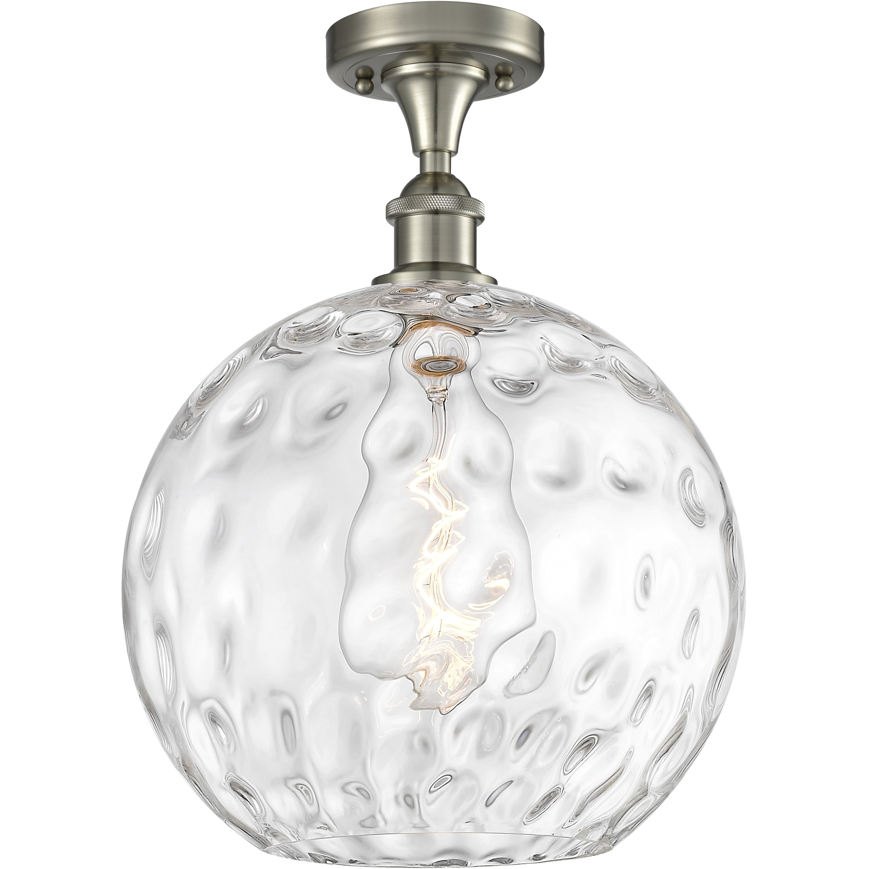 Edison Athens Water Glass 1 Light 12 inch Brushed Satin Nickel Semi-Flush Mount Ceiling Light