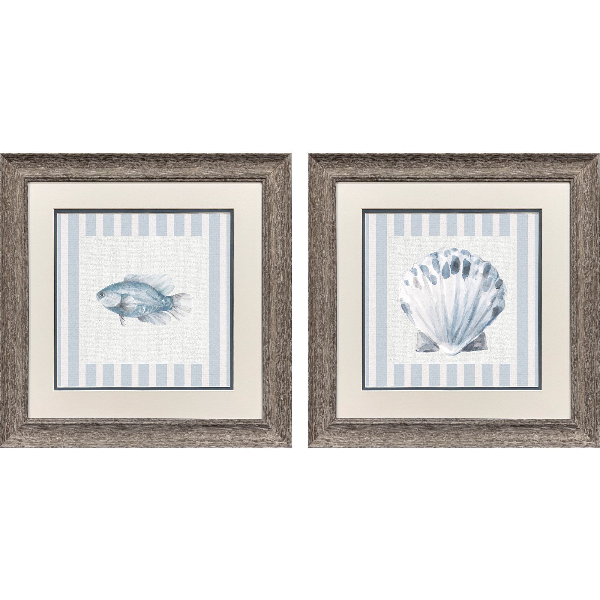 Ocean Finds Blue and Gray Framed Art, Propac