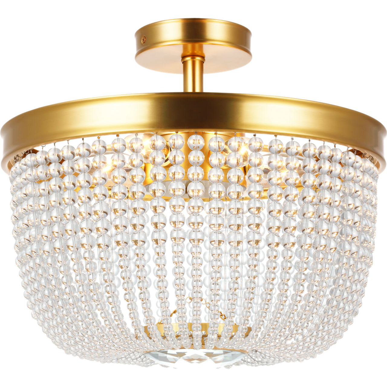 C&M by Chapman & Myers Summerhill 6 Light 16 inch Burnished Brass Semi Flush Mount Ceiling Light