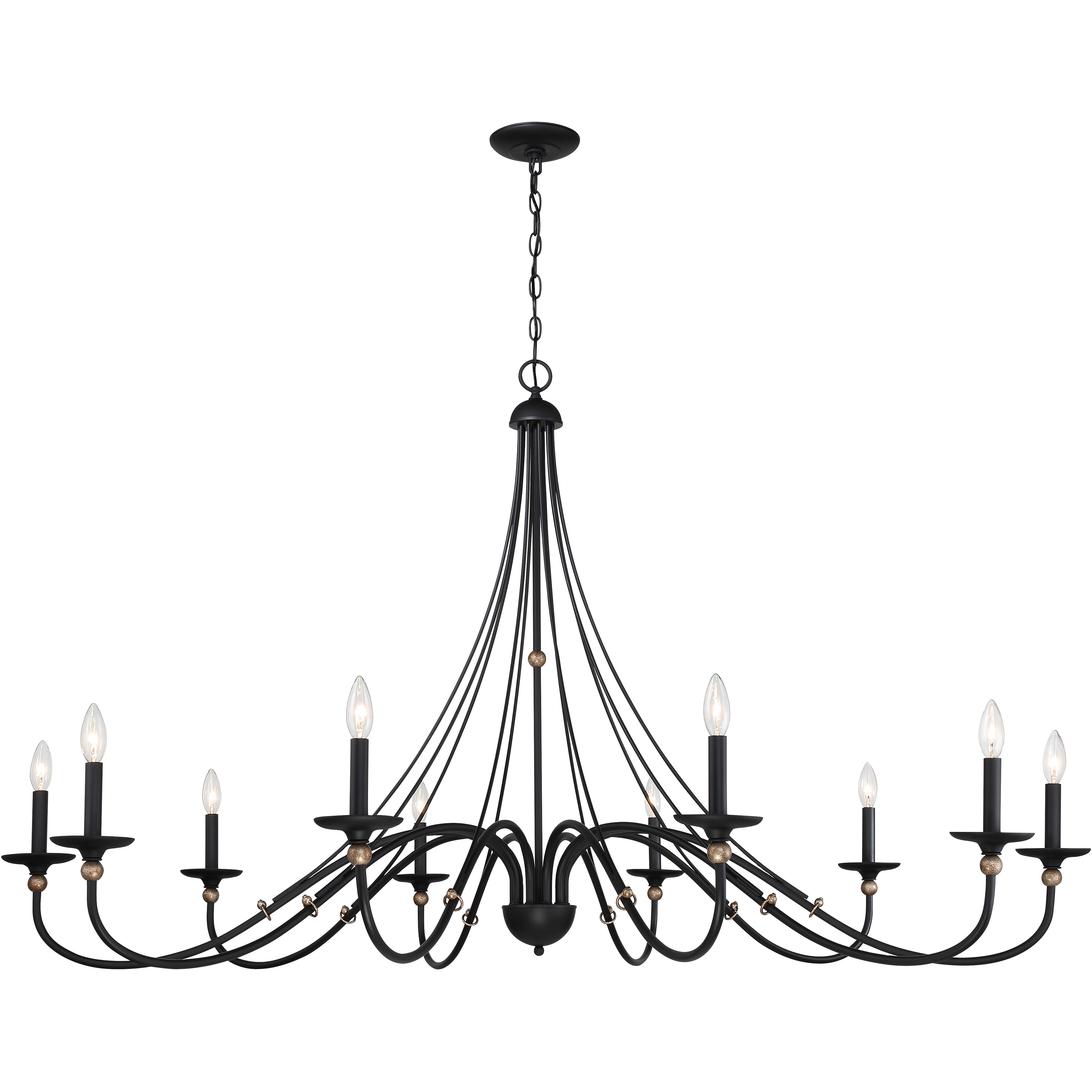 Westchester County 10 Light Sand Coal/Skyline Gold Leaf Chandelier Ceiling Light