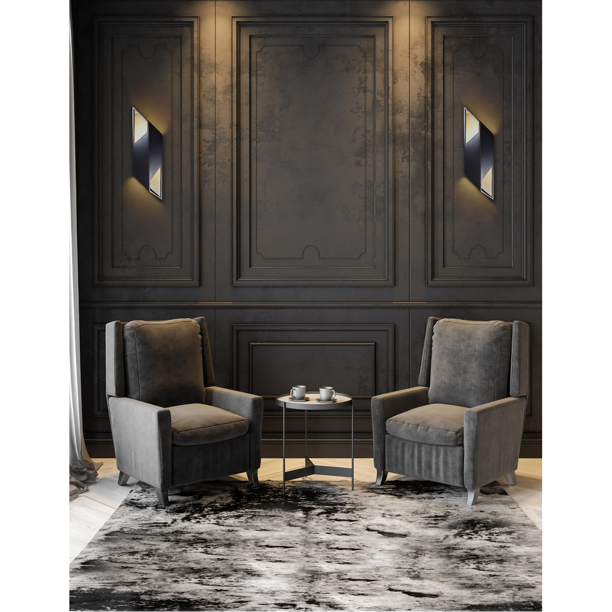 Ambiance LED 5.5 inch Gloss Black ADA Wall Sconce Wall Light, Rhomboid