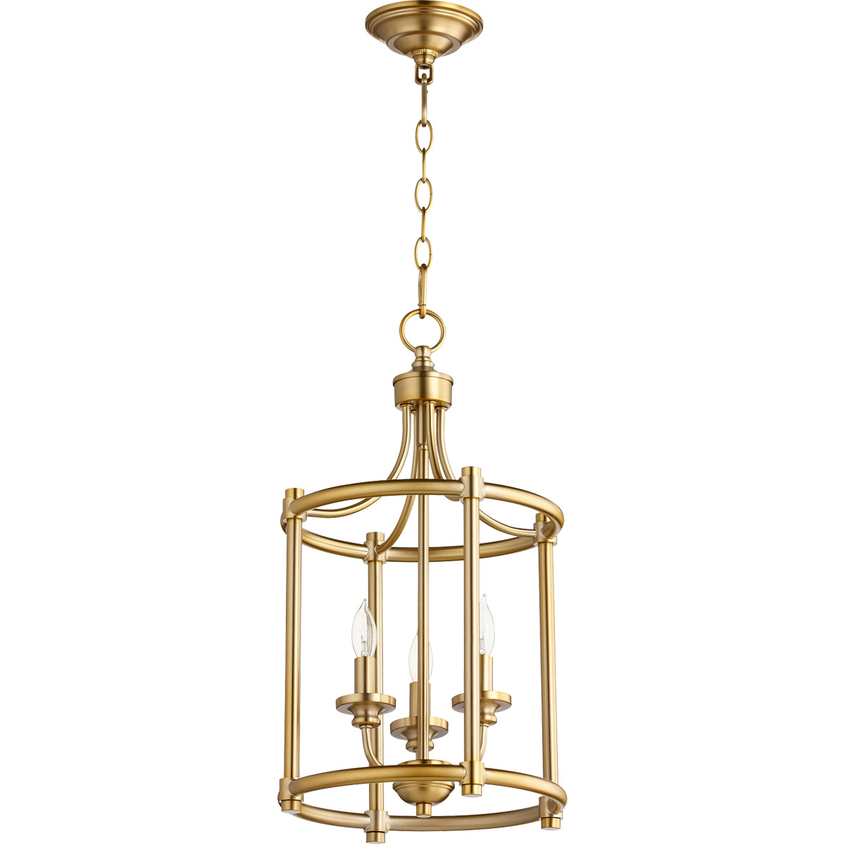Rossington 3 Light 12 inch Aged Brass Mini Chandelier Ceiling Light