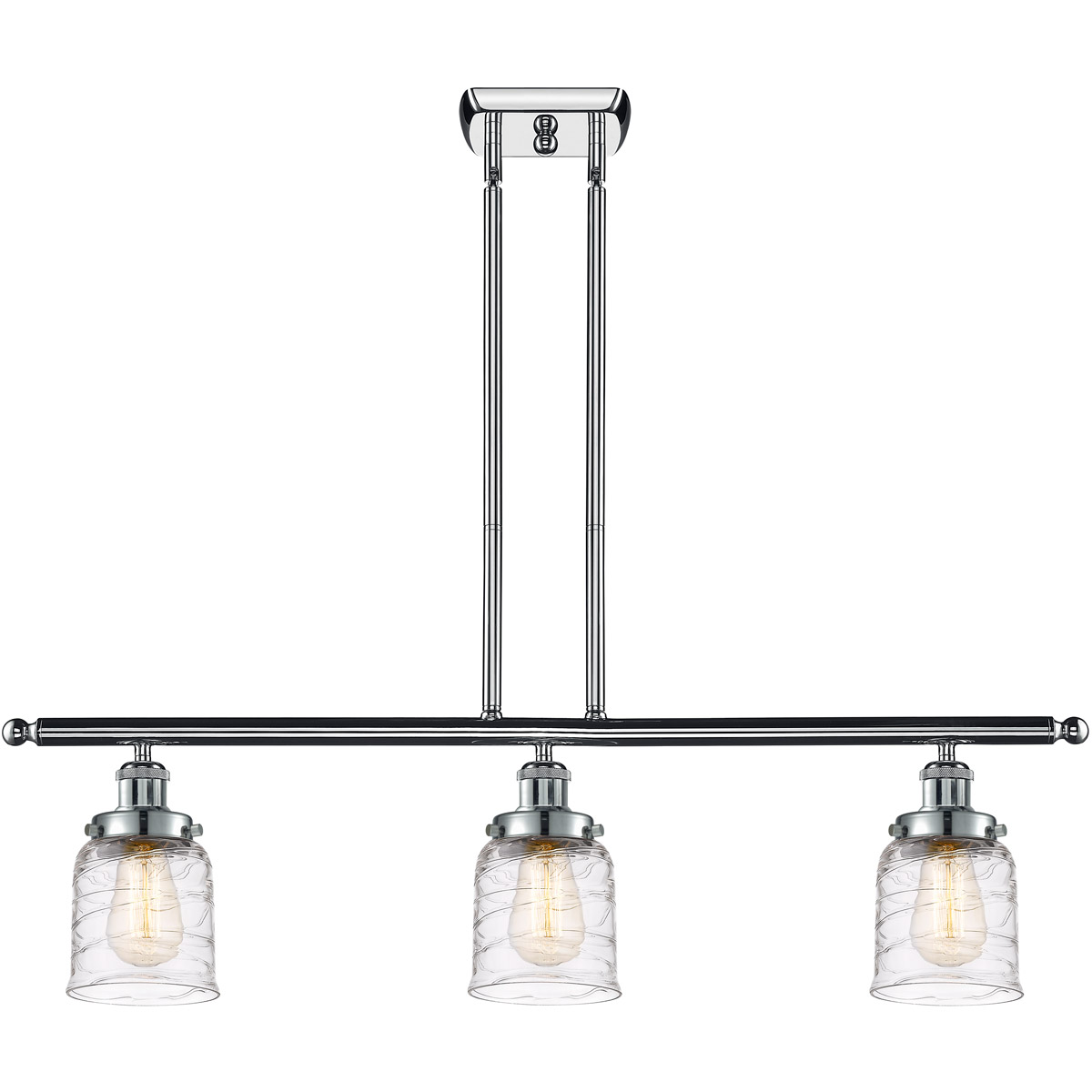 Ballston Bell LED 36 inch Polished Chrome Island Light Ceiling Light in Deco Swirl Glass