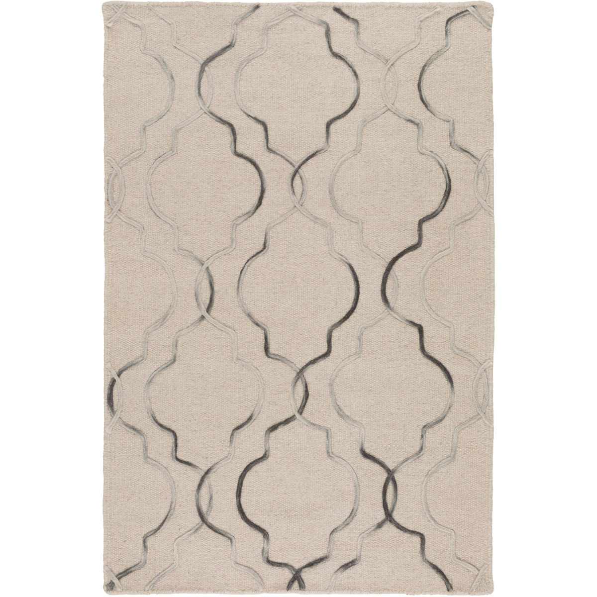 Seabrook 66 X 42 inch Neutral and Black Area Rug, Wool