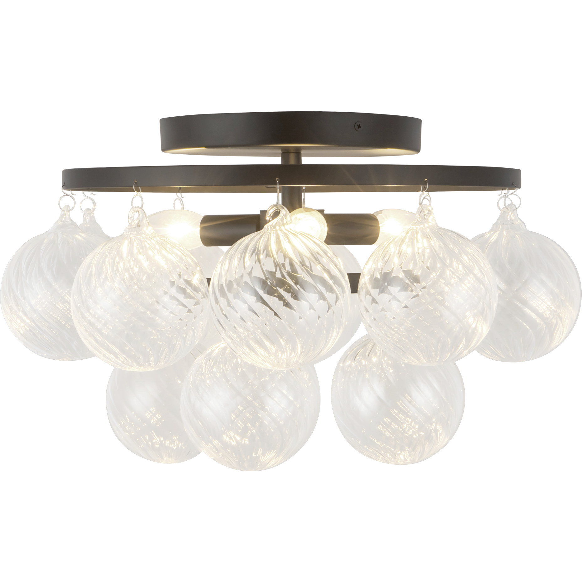Alora Mood Faye 3 Light 17.75 inch Matte Black Semi-Flush Mount Ceiling Light in Clear Ribbed Glass