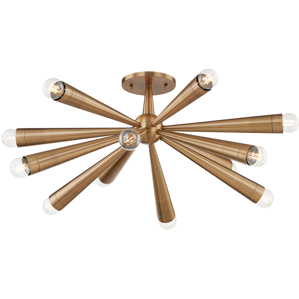 Keanu 12 Light 30.25 inch Patina Brass Semi Flush Ceiling Light