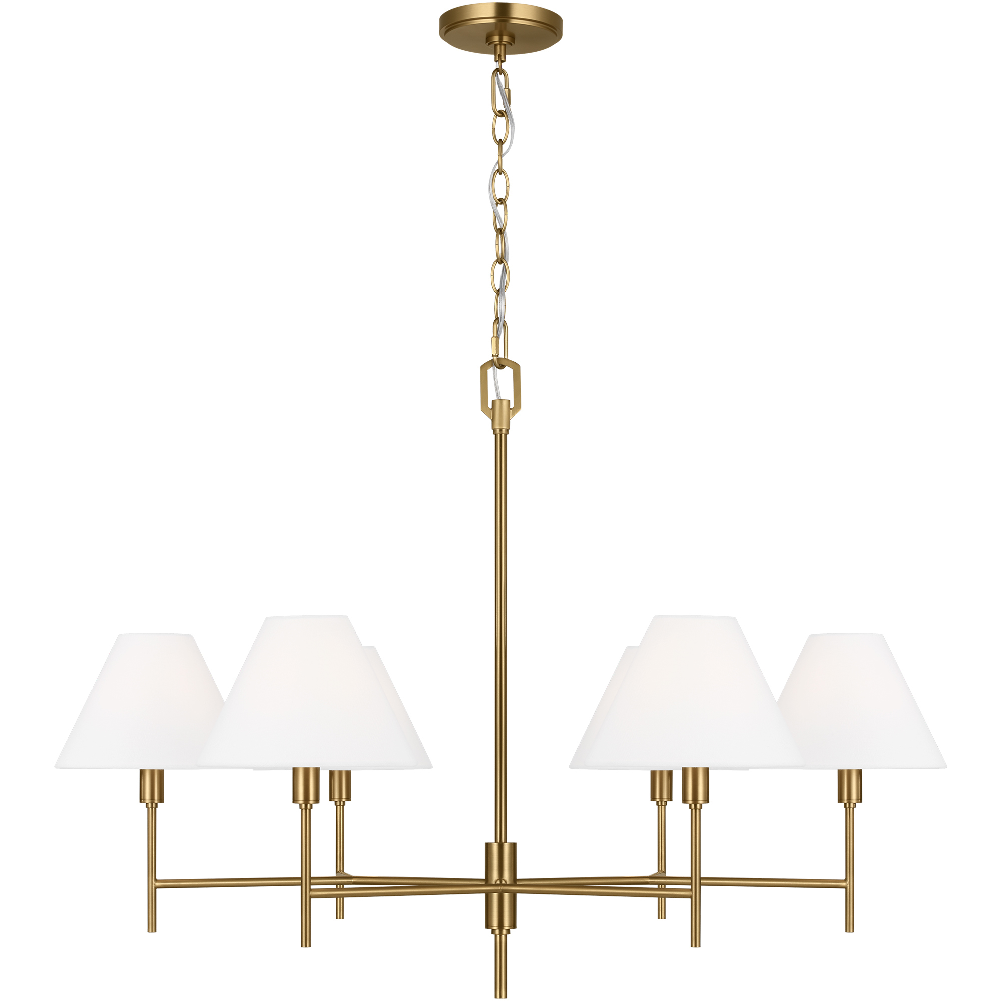 C&M by Chapman & Myers Ridgewood 6 Light 36 inch Burnished Brass Chandelier Ceiling Light