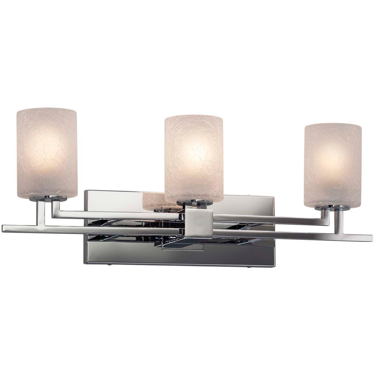 Fusion 3 Light 26 inch Polished Chrome Bath Bar Wall Light in Cylinder with Flat Rim, Incandescent, Seeded Fusion