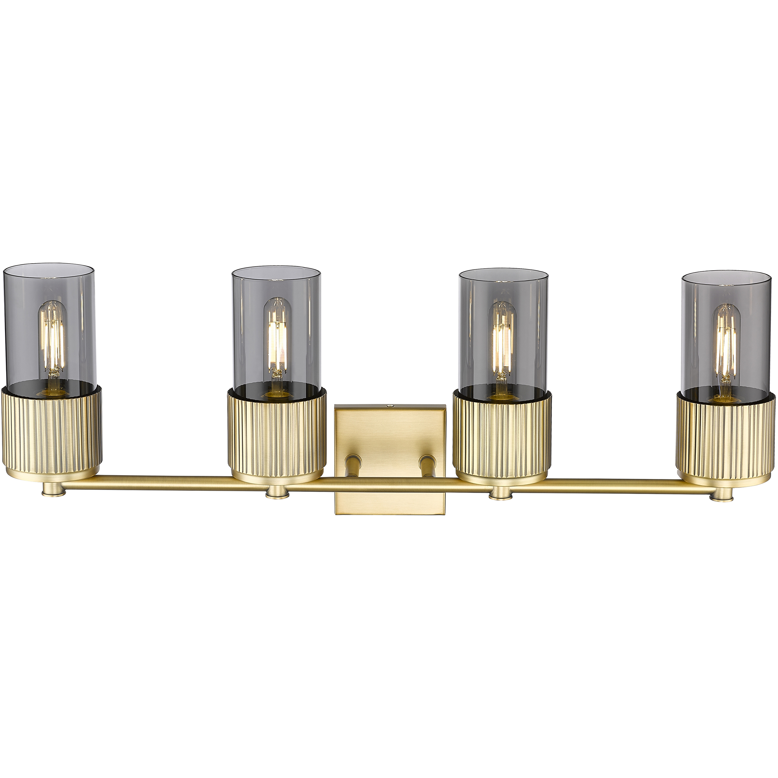 Bolivar 4 Light 31 inch Brushed Brass Bath Vanity Light Wall Light in Plated Smoke Glass