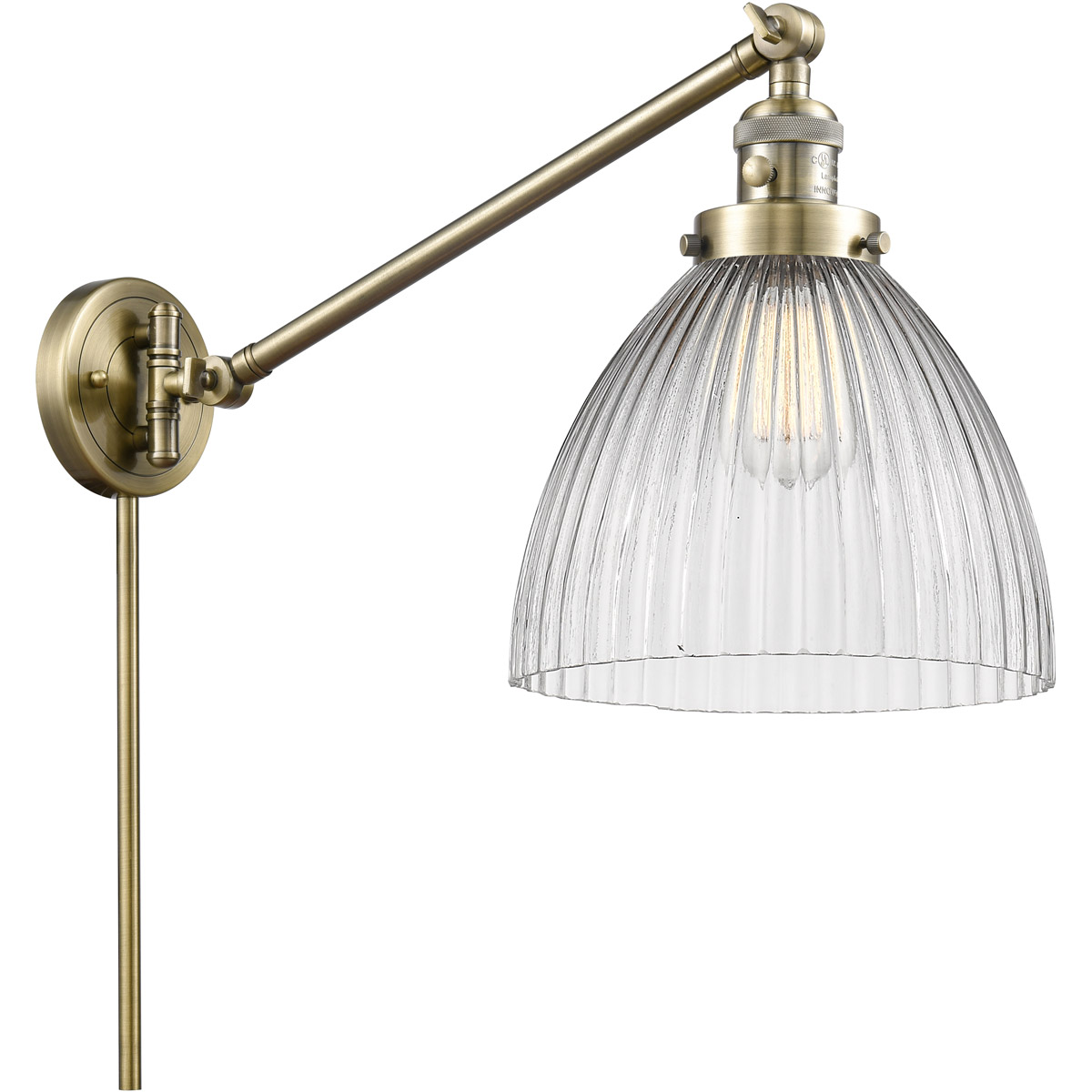 Seneca Falls 18 inch 3.5 watt Antique Brass Swing Arm Wall Light, Franklin Restoration
