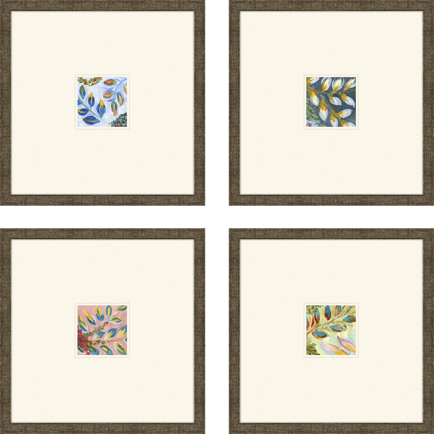 Botanica Blue and Black and Green and Orange Framed Art