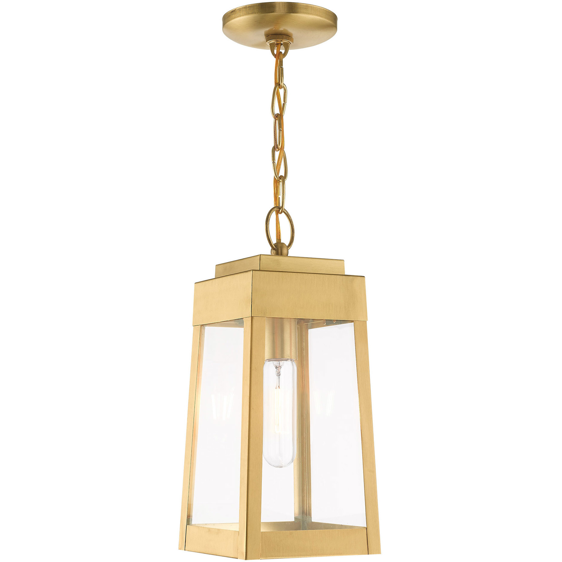Oslo 1 Light 6.25 inch Satin Brass Small Outdoor Pendant Lantern