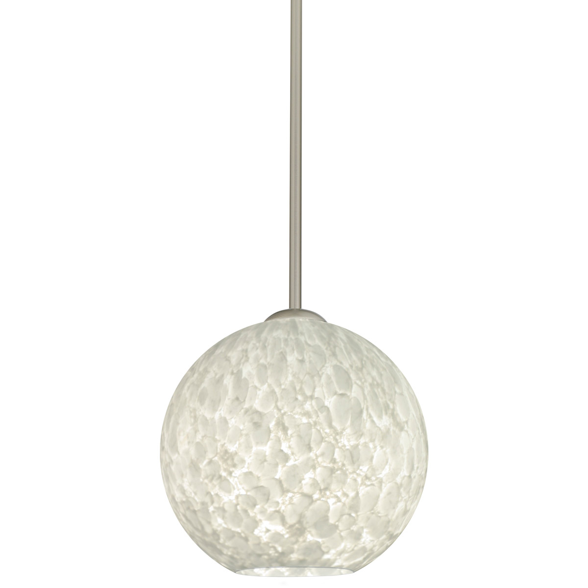 Coco 8 LED Satin Nickel Stem Pendant Ceiling Light in Carrera Glass