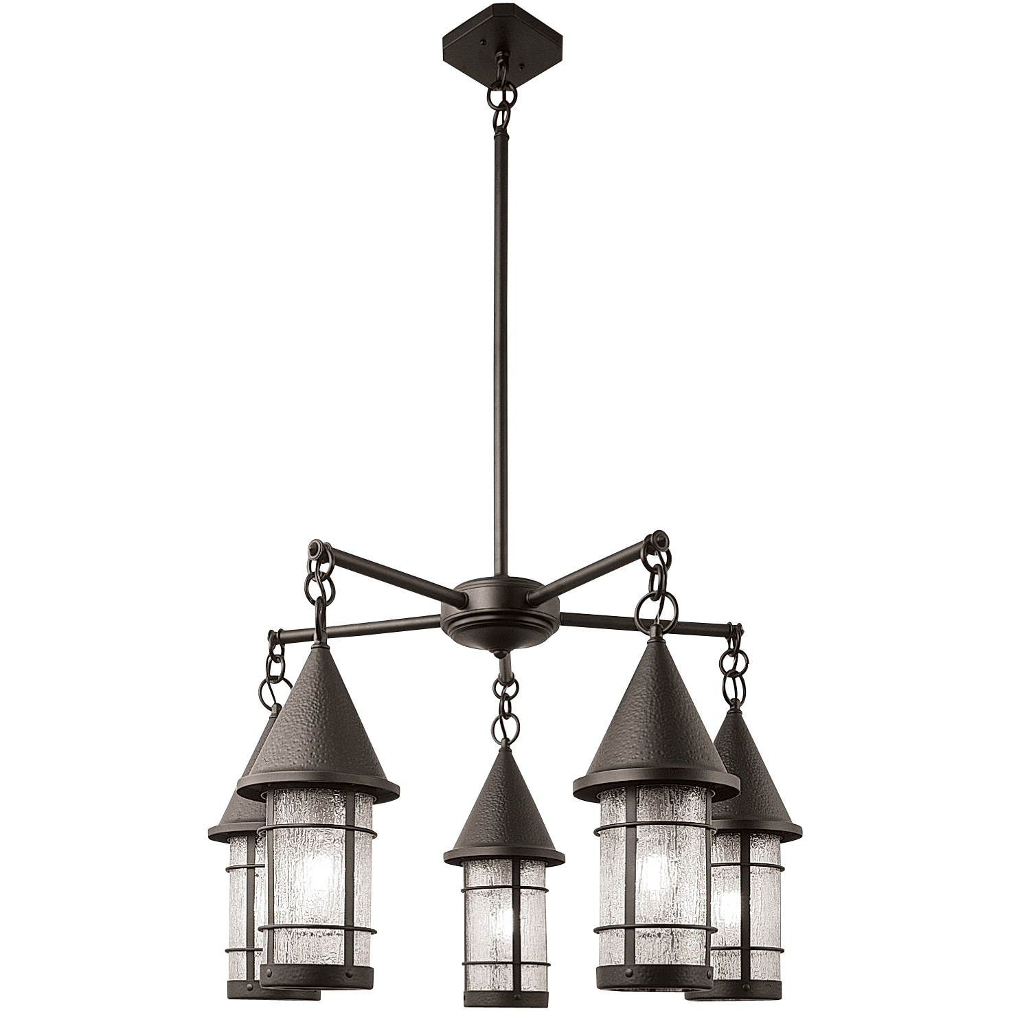 Valencia 5 Light 32 inch Rustic Brown Chandelier Ceiling Light in White Opalescent