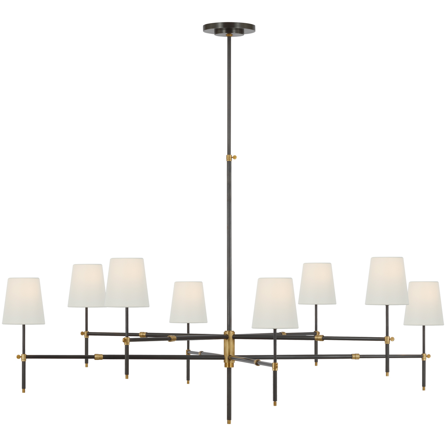 Thomas O'Brien Bryant LED 60 inch Bronze and Hand-Rubbed Antique Brass Two Tier Chandelier Ceiling Light, Grande