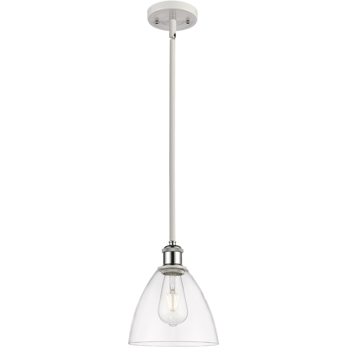 Ballston Dome 1 Light 8 inch White and Polished Chrome Mini Pendant Ceiling Light in Clear Glass