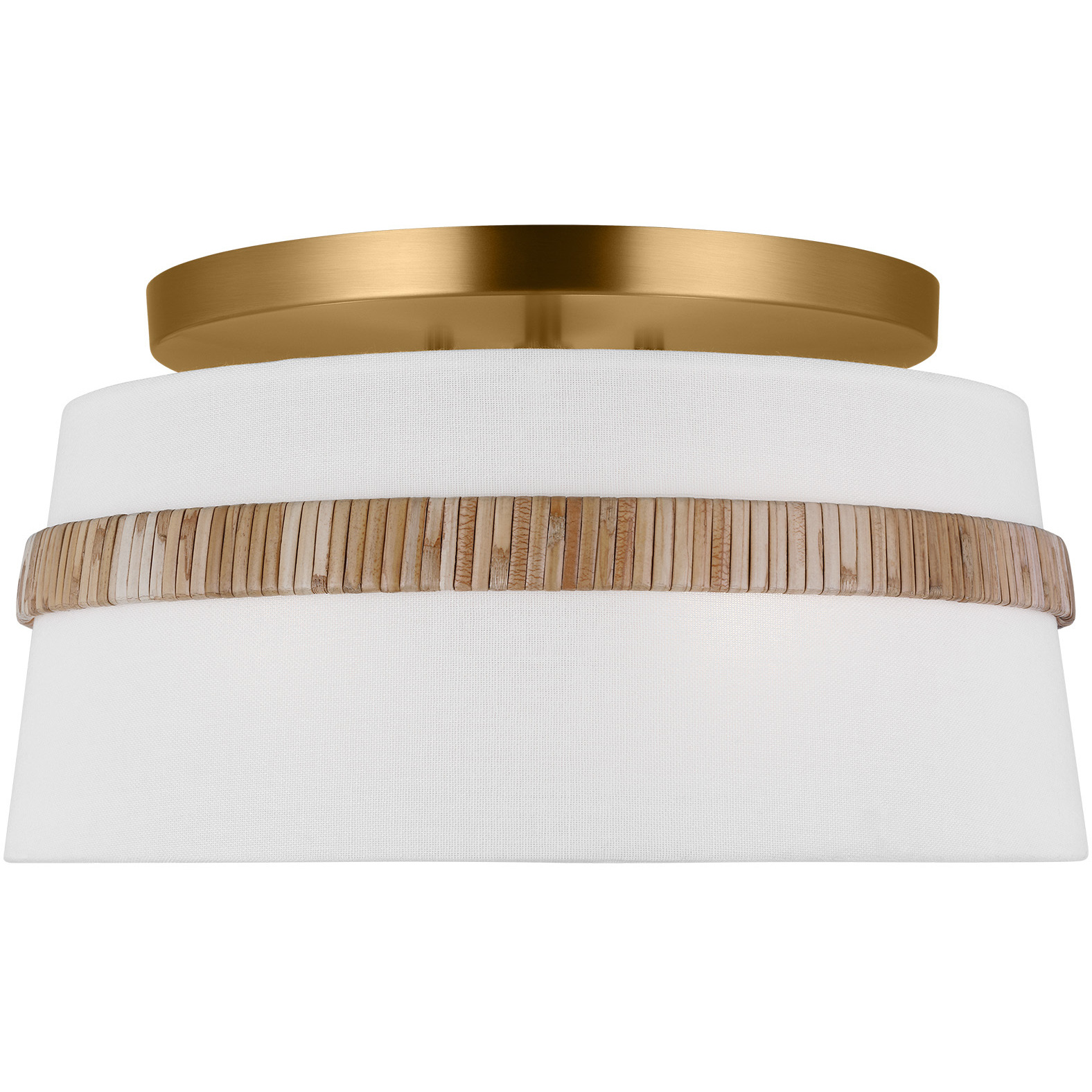 AH by Alexa Hampton Cordtlandt 3 Light 14 inch Burnished Brass with Rattan Semi-Flush Mount Ceiling Light