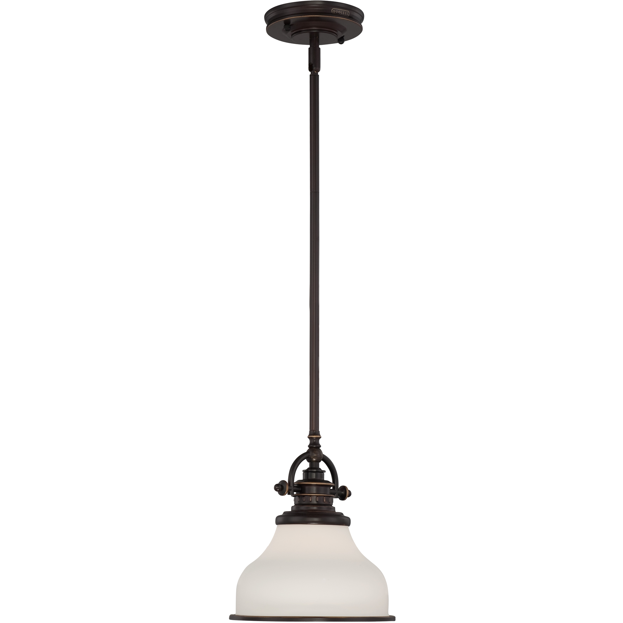 Grant 1 Light 8 inch Palladian Bronze Mini Pendant Ceiling Light in Opal Etched Glass