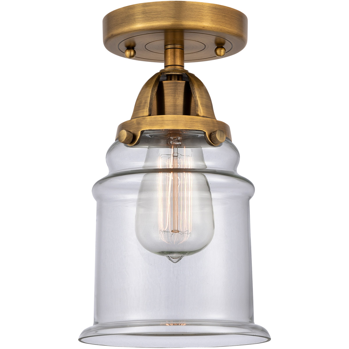 Nouveau 2 Canton 1 Light 6 inch Brushed Brass Semi-Flush Mount Ceiling Light in Clear Glass