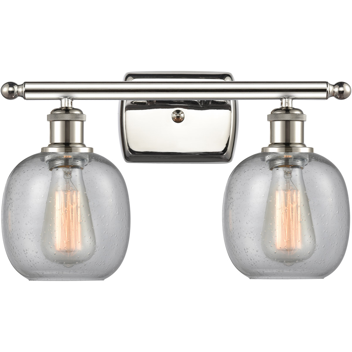 Ballston Belfast 2 Light 16 inch Polished Nickel Bath Vanity Light Wall Light in Seedy Glass, Ballston