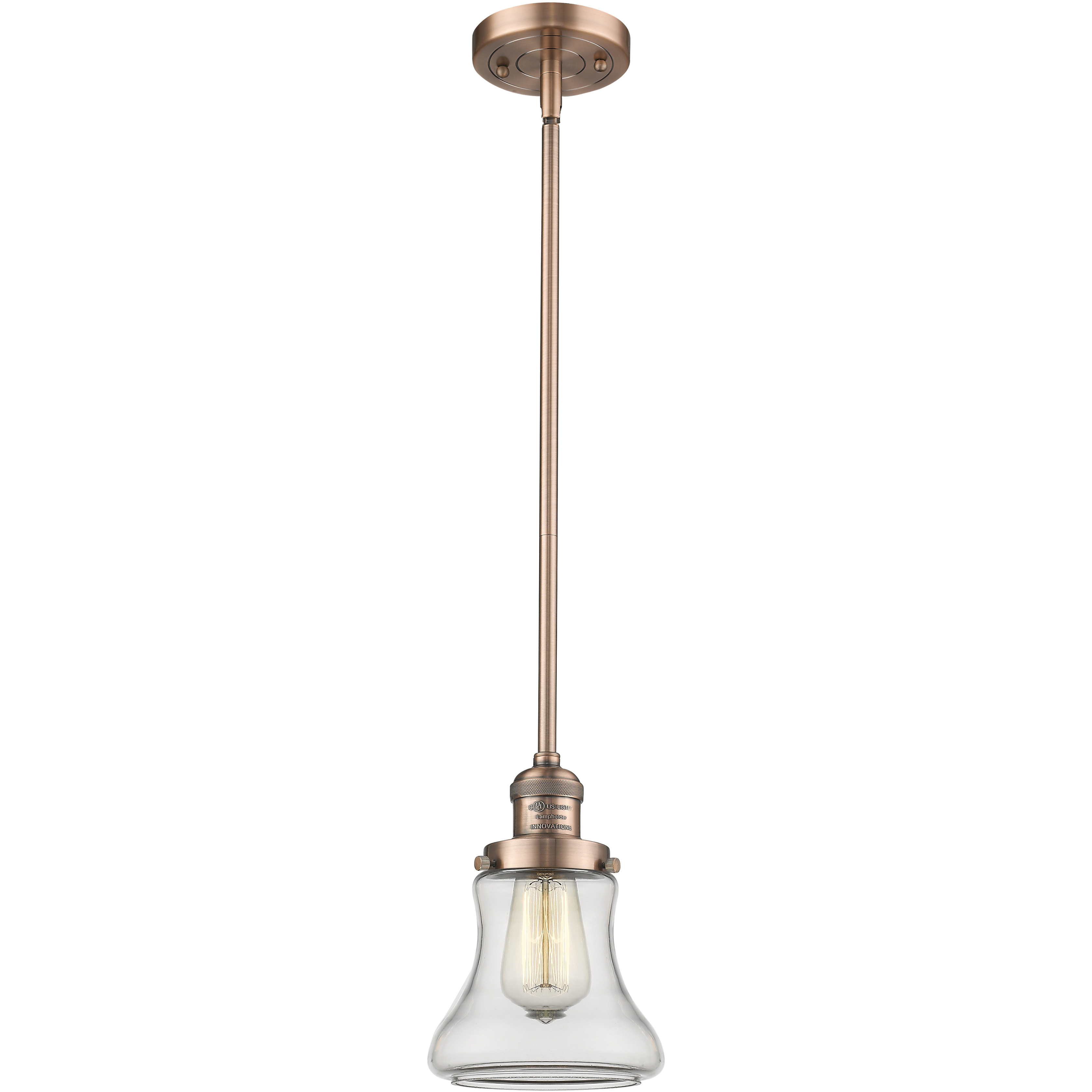 Franklin Restoration Bellmont LED 6.5 inch Antique Copper Mini Pendant Ceiling Light in Clear, Franklin Restoration