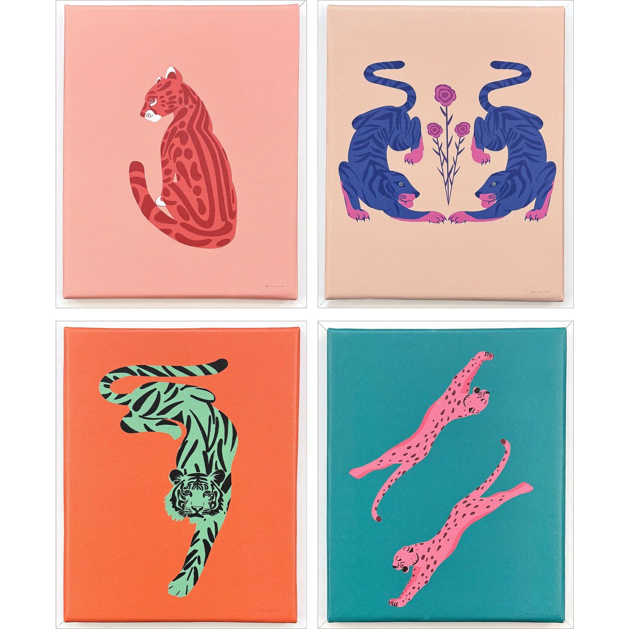 Big Cat Canvas Multi and Orange and Pink and Teal Canvas, Propac