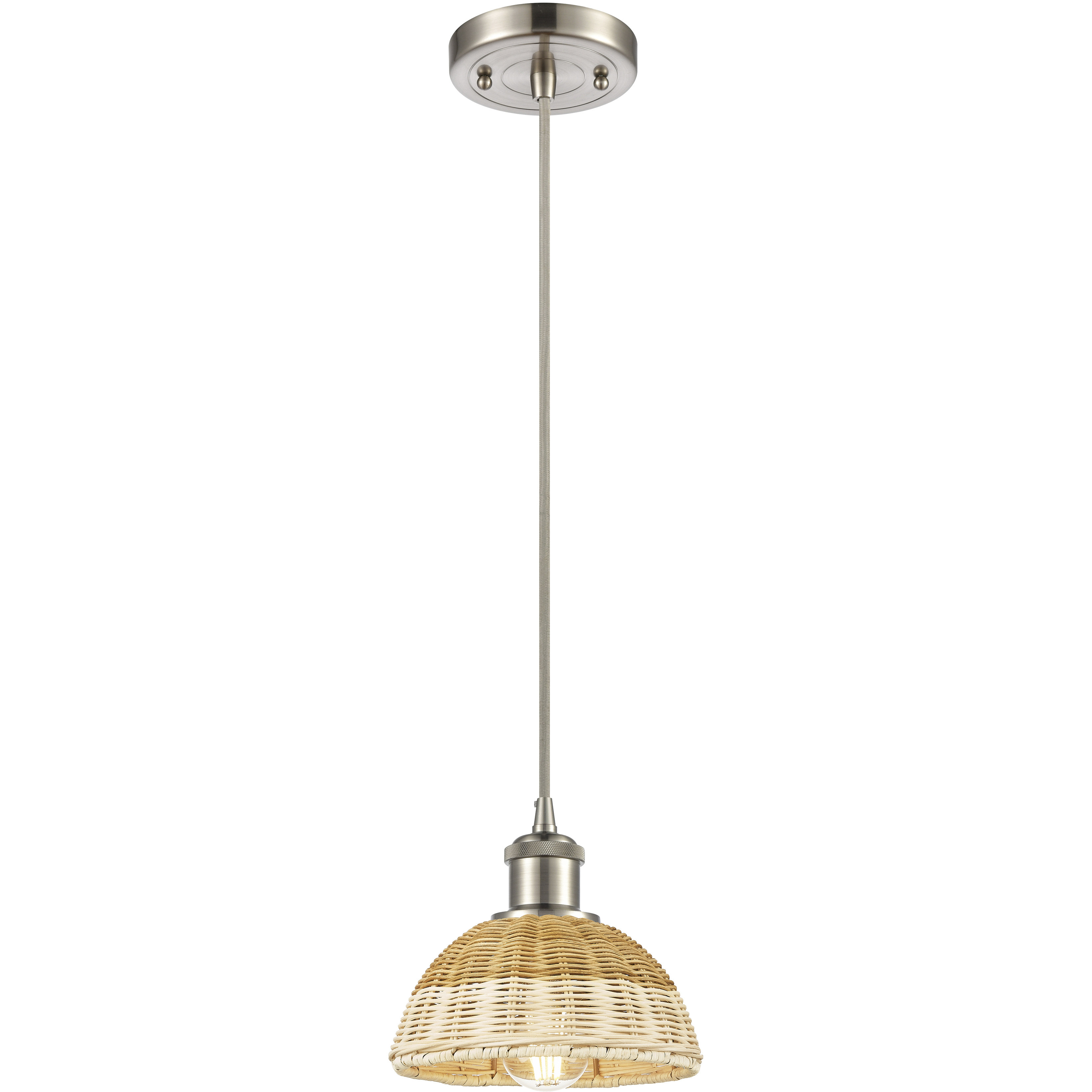 Ballston Bristol Natural II 1 Light 7.5 inch Brushed Satin Nickel Mini Pendant Ceiling Light