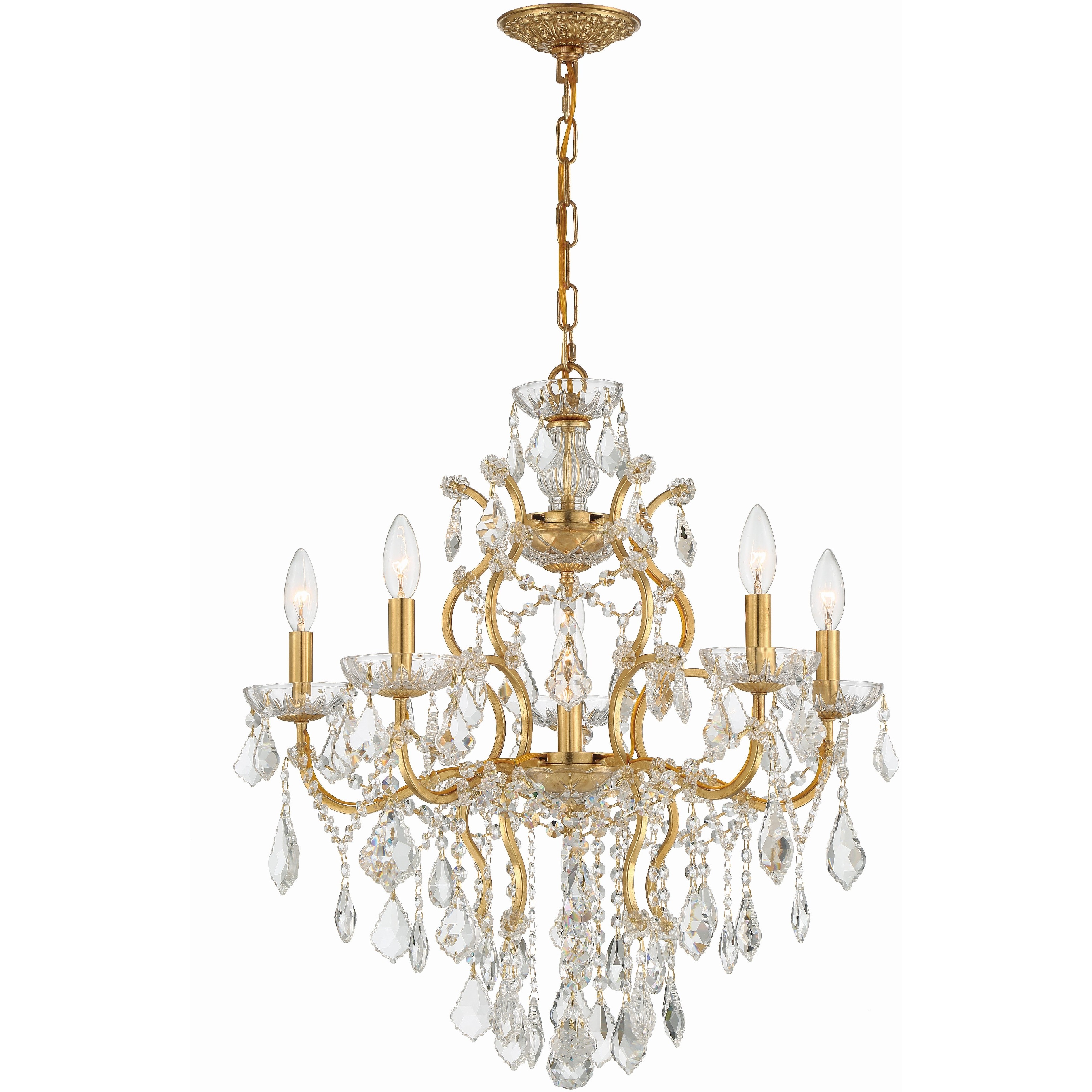 Filmore 6 Light 23 inch Antique Gold Chandelier Ceiling Light in Clear Hand Cut