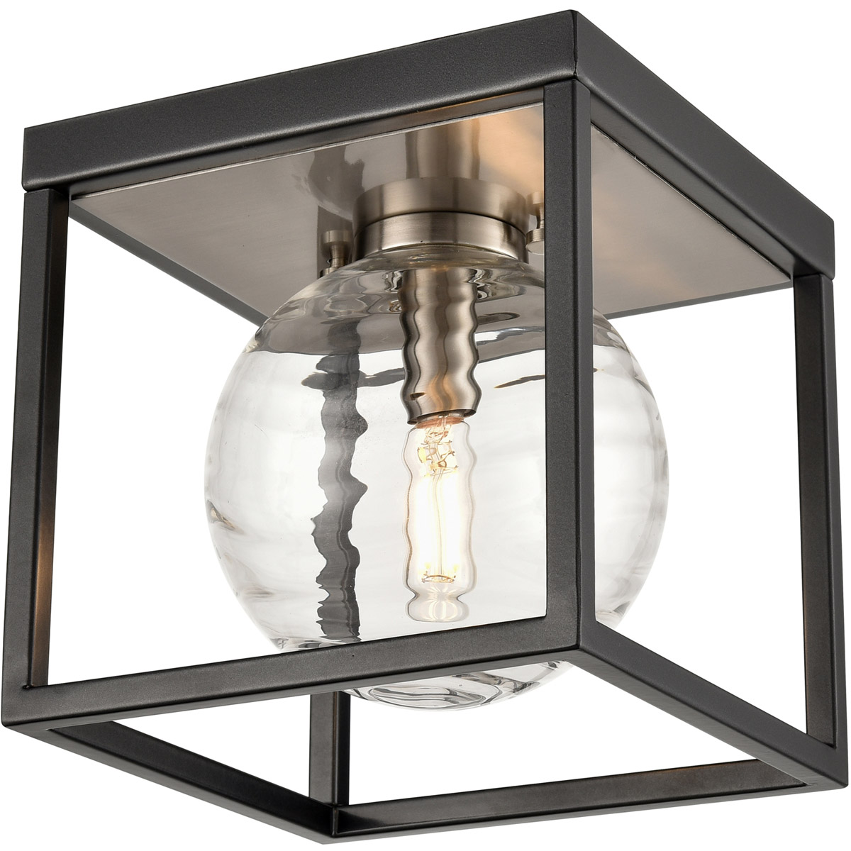 Tropea 1 Light 7 inch Satin Nickel and Graphite Flush Mount Ceiling Light