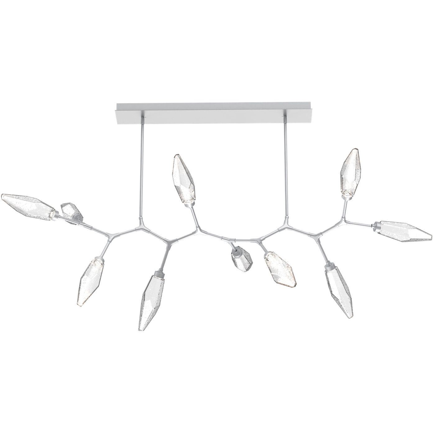 Rock Crystal LED Classic Silver Linear Pendant Ceiling Light in Chilled Clear, 2700K LED, Branch