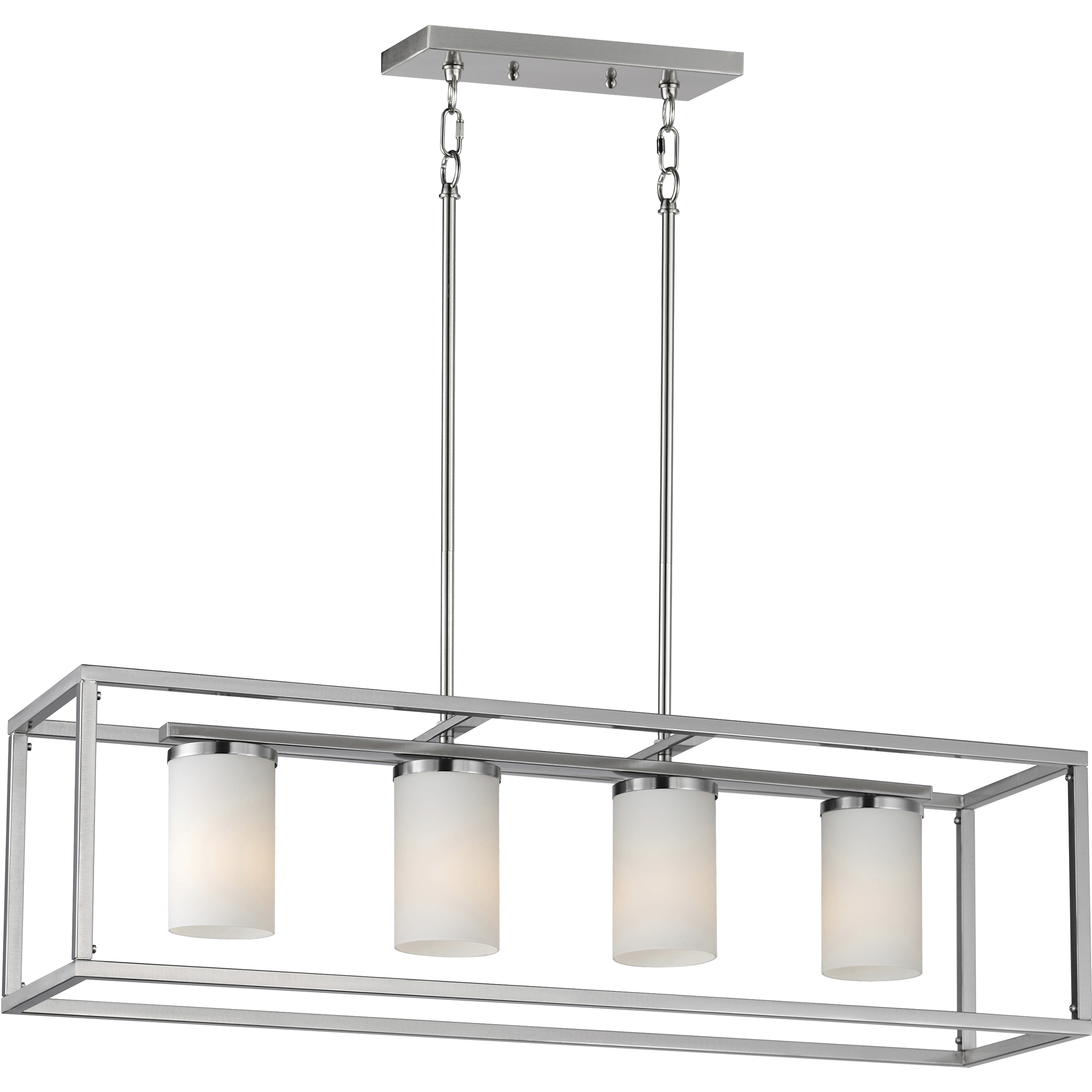 Lateral 4 Light 36 inch Satin Nickel Linear Pendant Ceiling Light in Satin White
