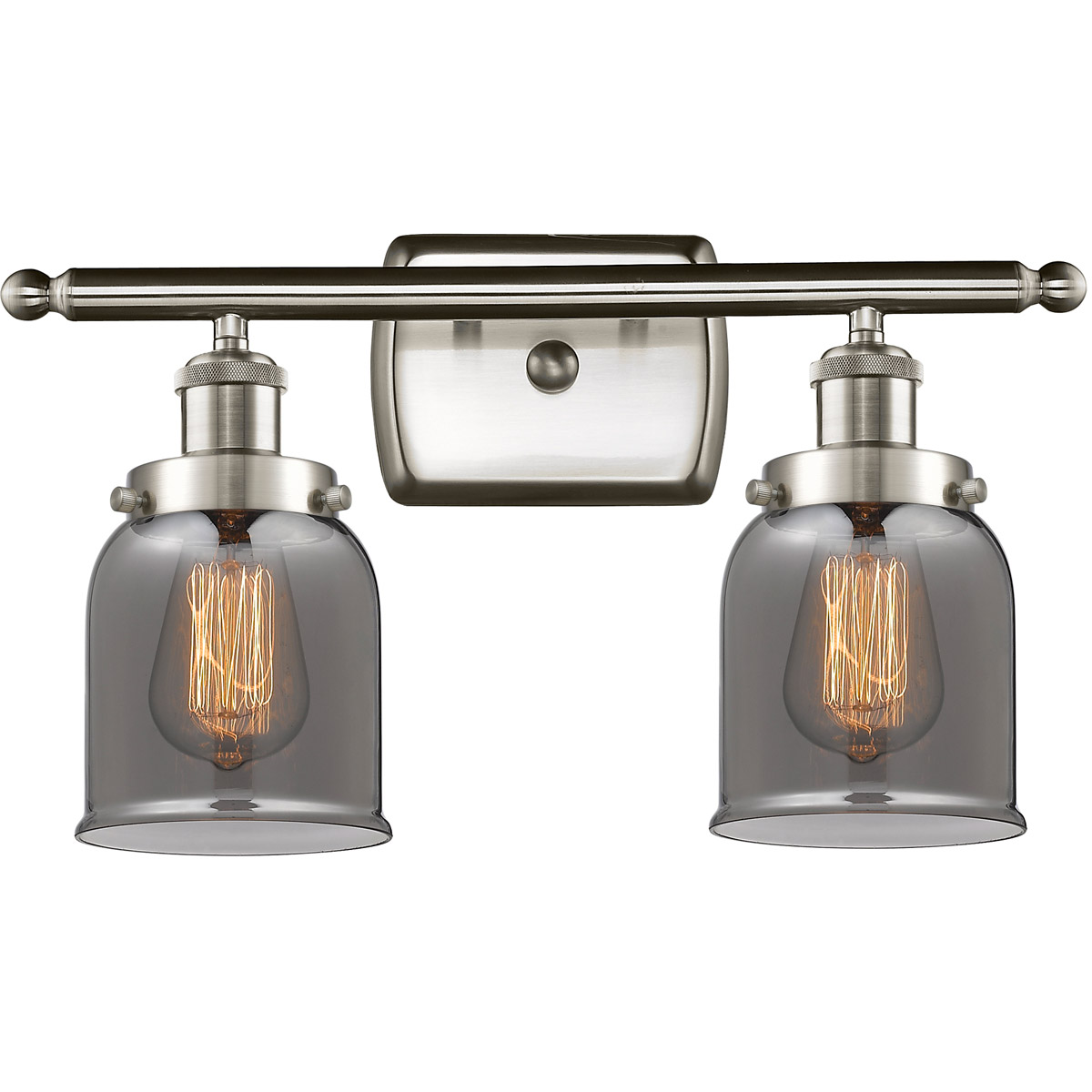 Ballston Small Bell LED 16 inch Brushed Satin Nickel Bath Vanity Light Wall Light in Plated Smoke Glass, Ballston