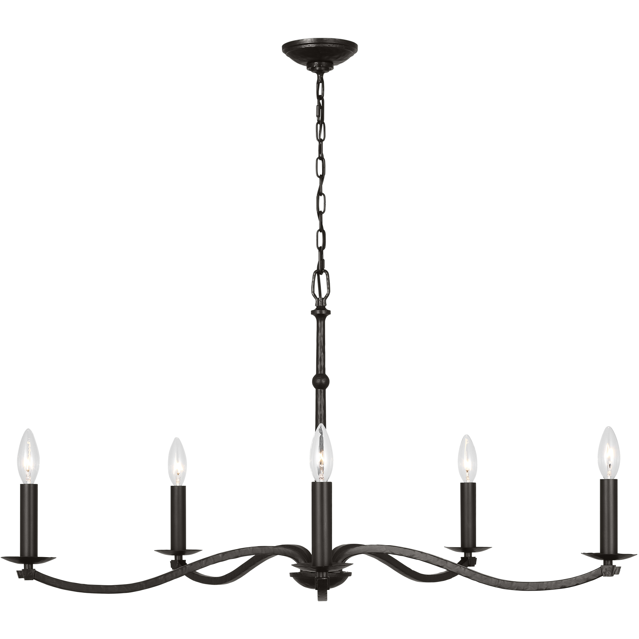 C&M by Chapman & Myers Wellen 5 Light 36 inch Aged Iron Chandelier Ceiling Light