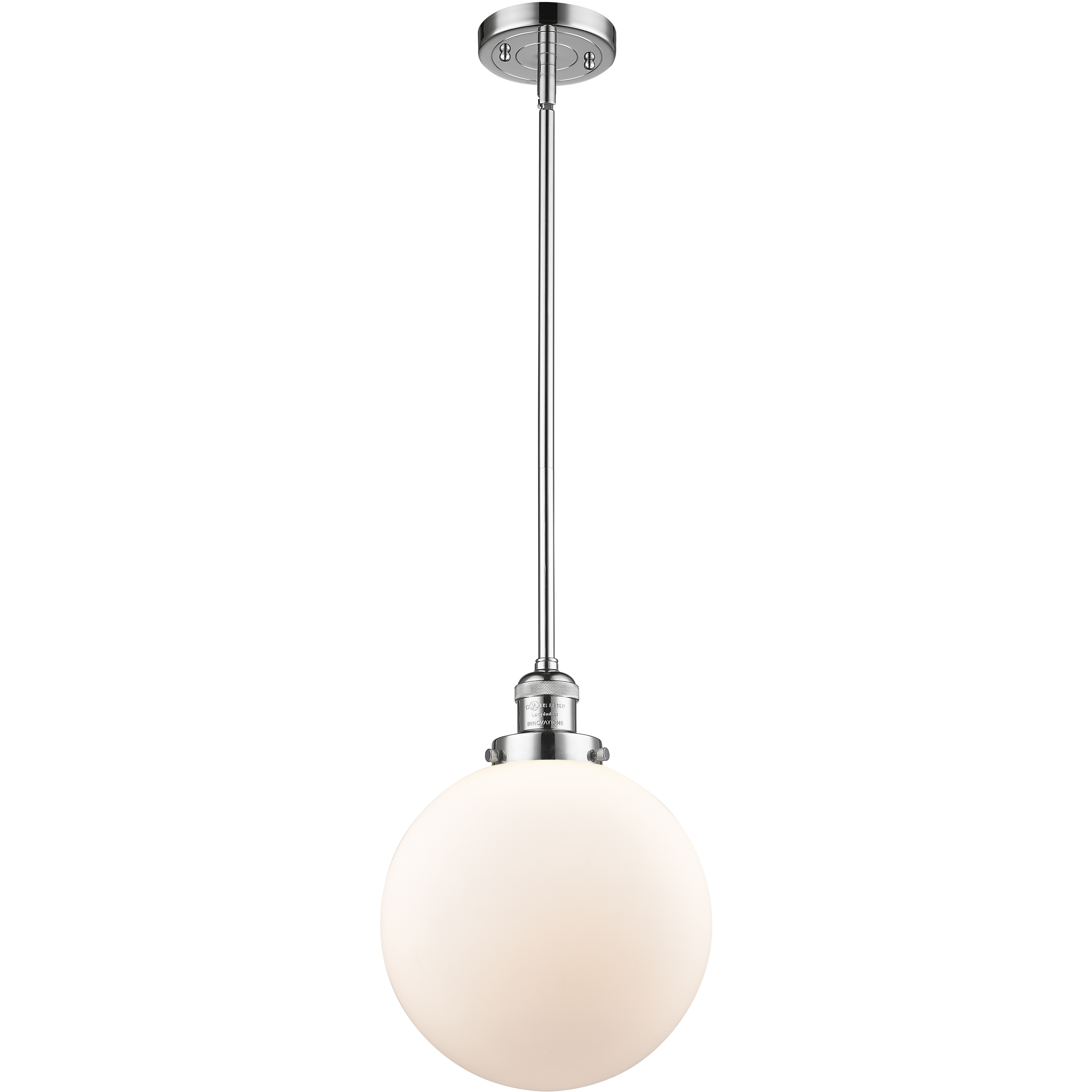 Franklin Restoration Beacon 1 Light 10 inch Polished Chrome Mini Pendant Ceiling Light in Incandescent, Matte White, Franklin Restoration