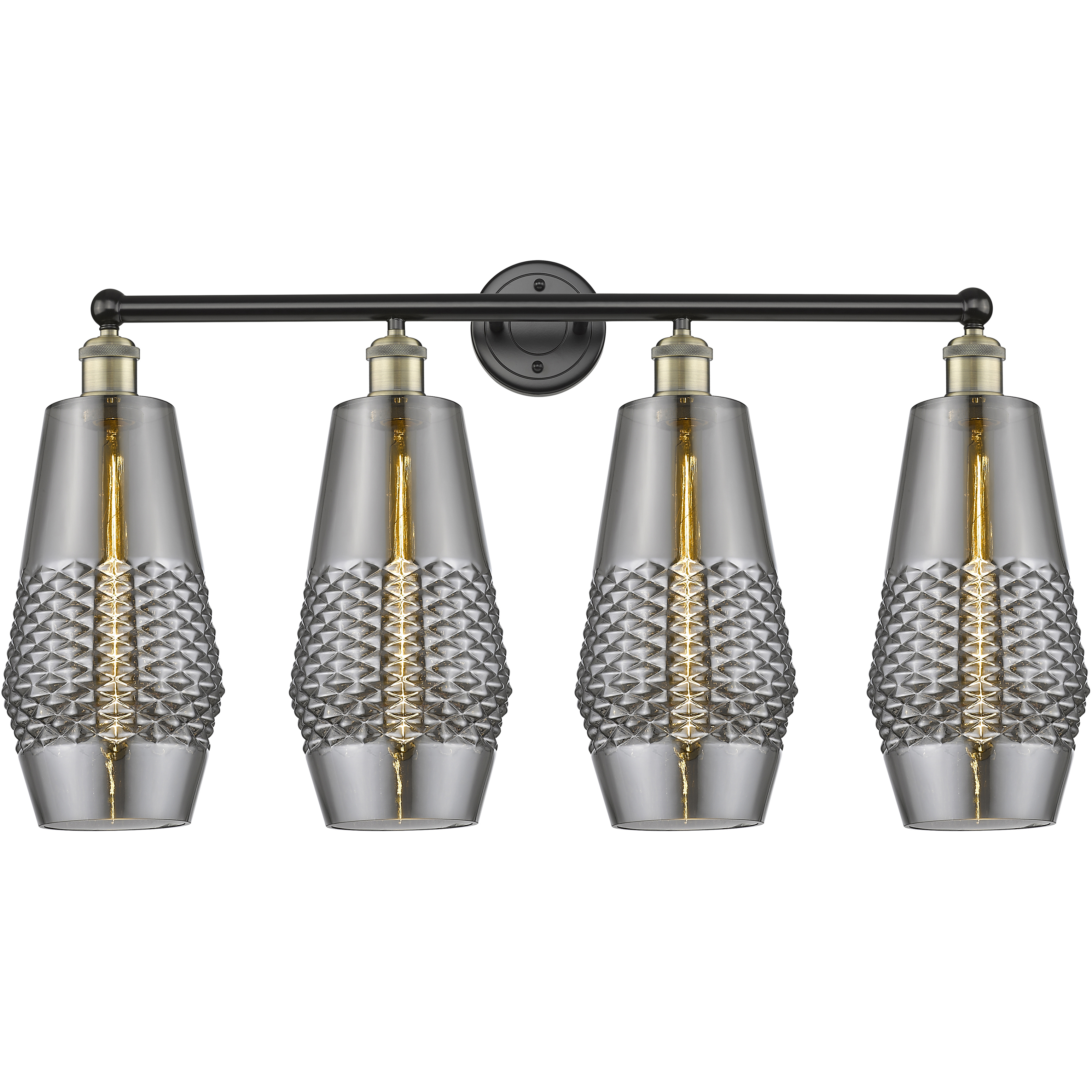 Windham 4 Light 34 inch Black Antique Brass Bath Vanity Light Wall Light