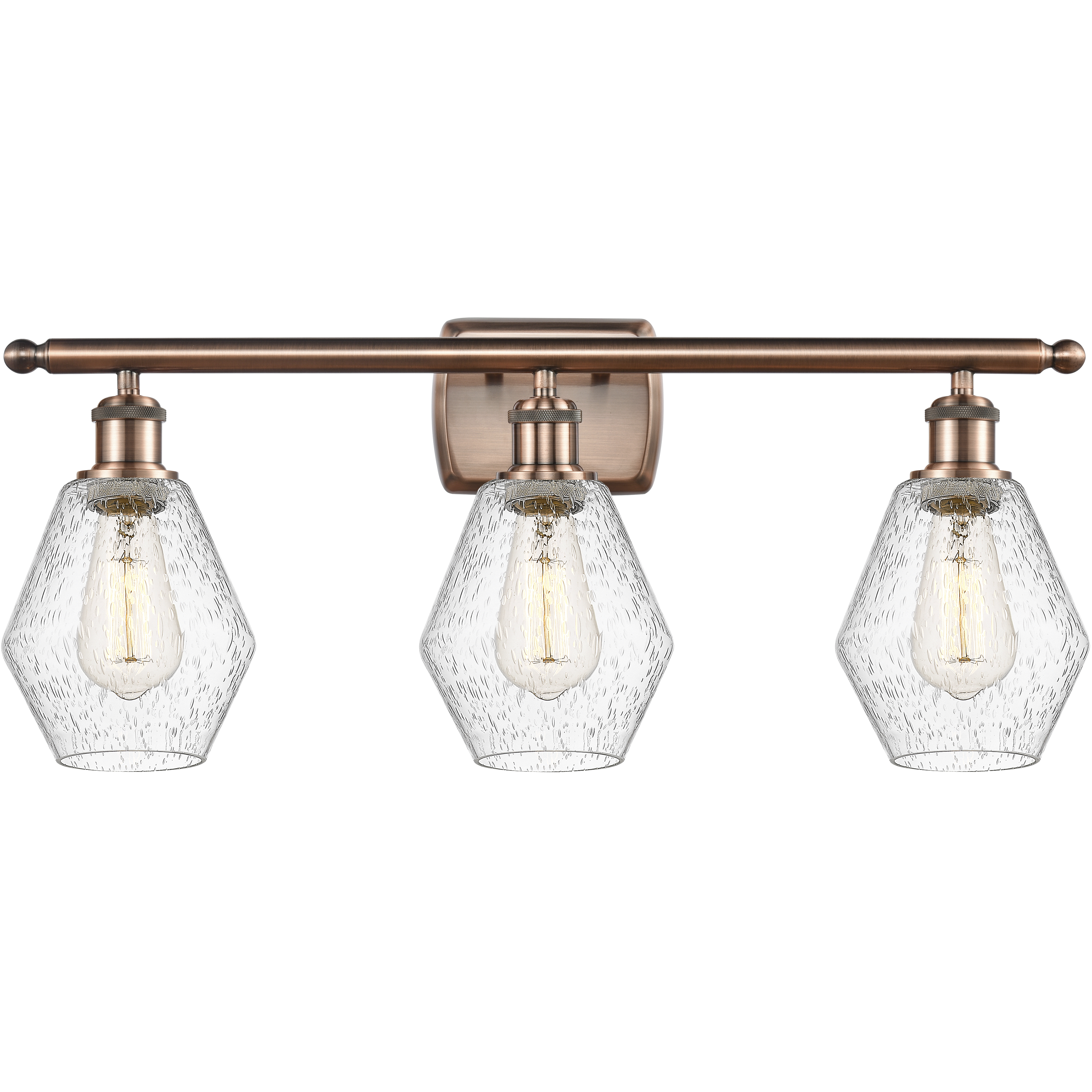 Ballston Cindyrella 3 Light 26 inch Antique Copper Bath Vanity Light Wall Light in Incandescent, Seedy Glass
