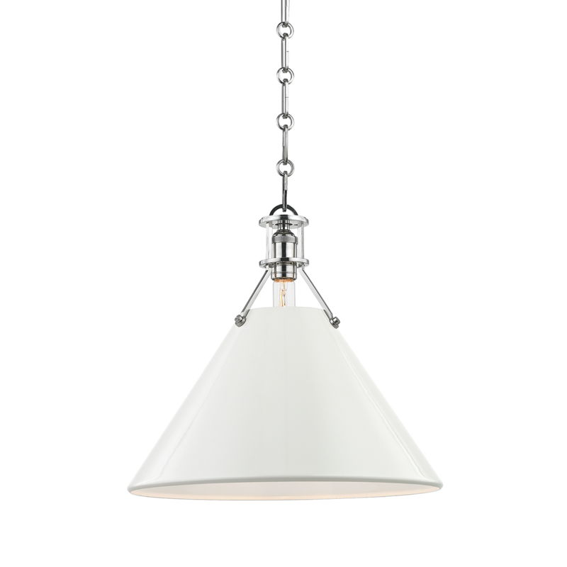 Painted No.2 1 Light 16 inch Polished Nickel/Off White Pendant Ceiling Light