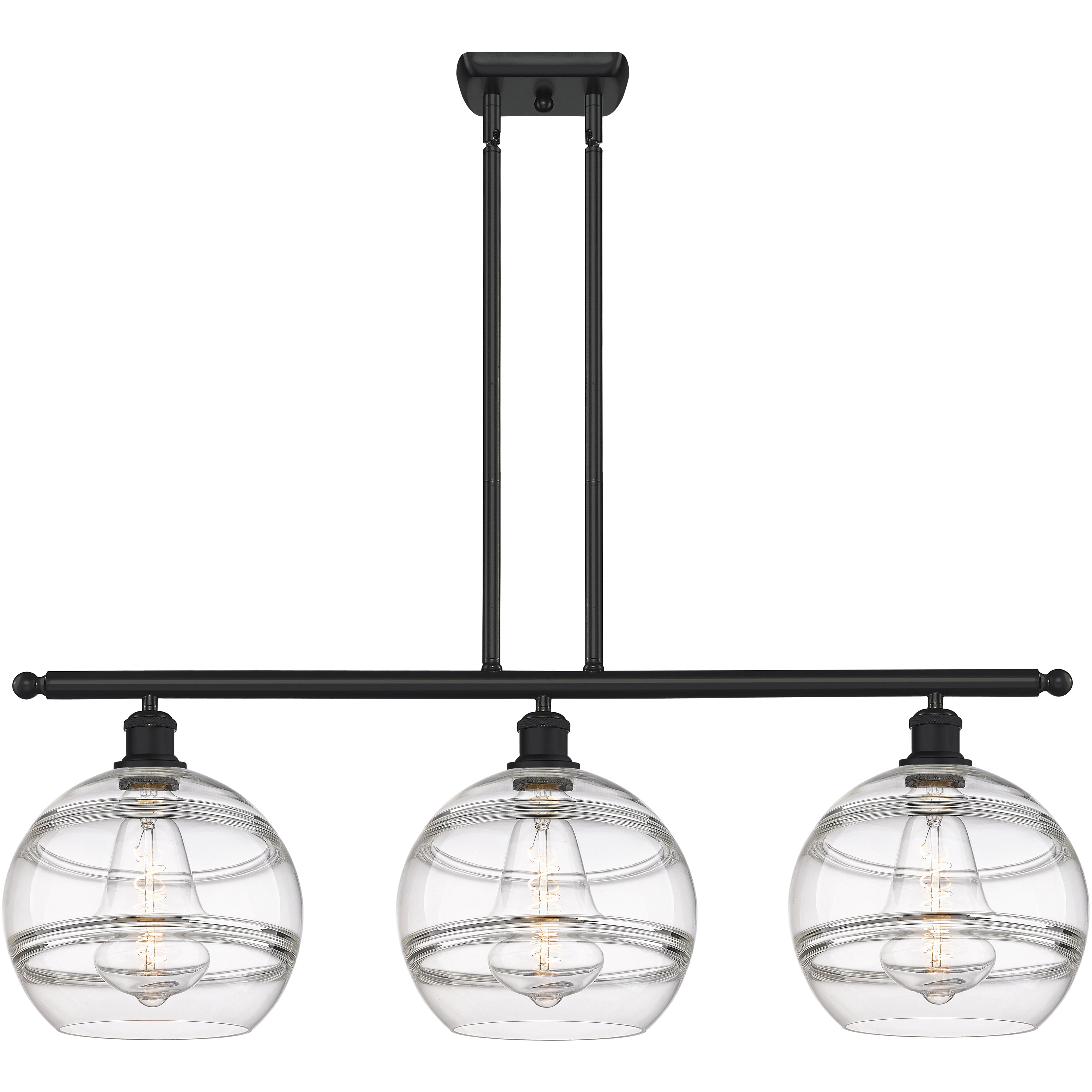 Ballston Rochester 3 Light 36.5 inch Matte Black Stem Hung Island Light Ceiling Light