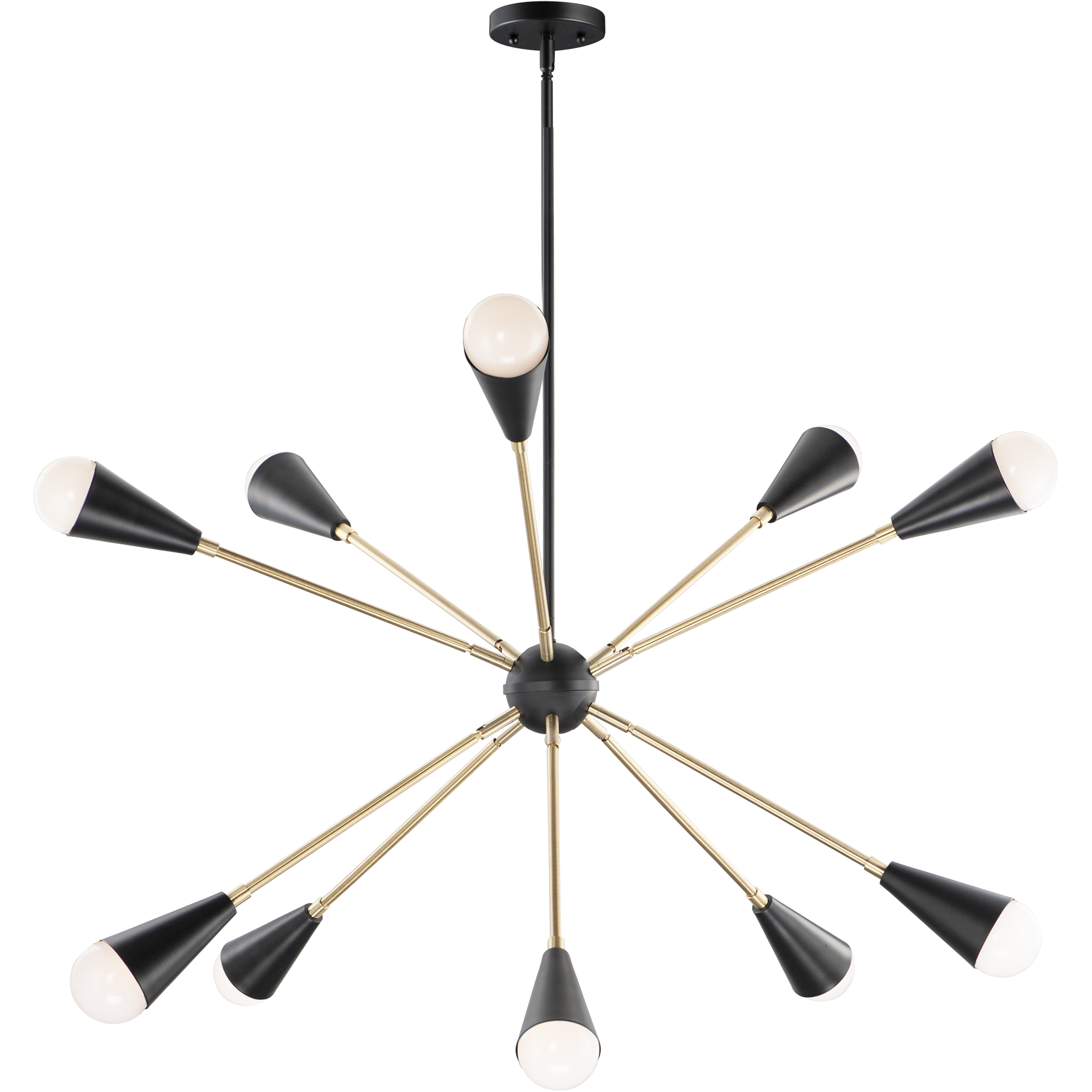 Lovell LED 32 inch Black and Satin Brass Multi-Light Pendant Ceiling Light in Incandescent
